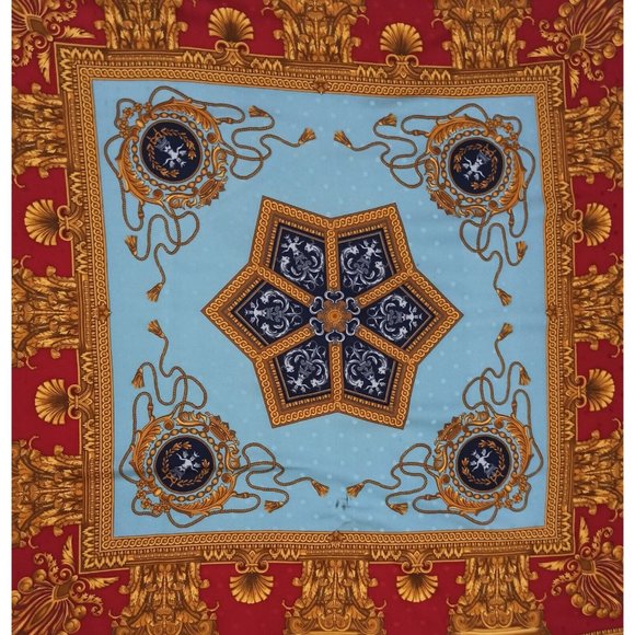 BLU DI BALESTRA Blue Royal Silk Scarf ITALY 34.5"/ 34.5” EC - Picture 8 of 10